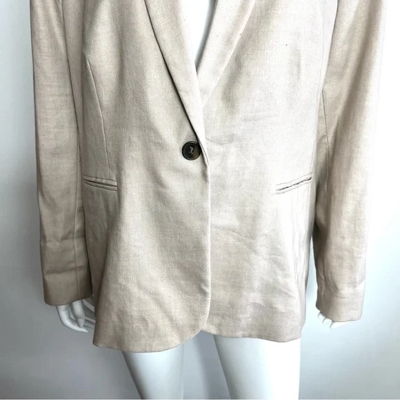 J.Crew Parke Blazer 22 Beige Linen Blend Single Button Career Classic Plus - Picture 3 of 10